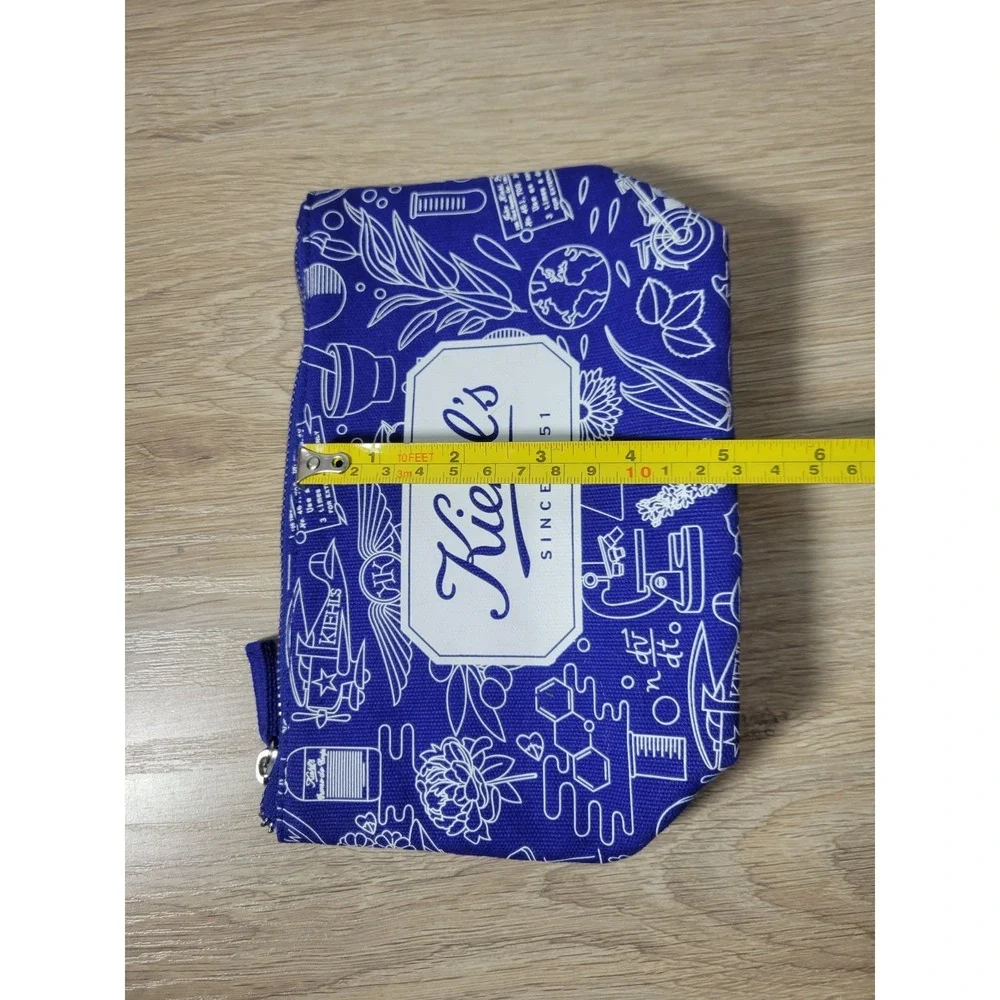Kiehl's Makeup Cosmetic Travel Bag‎ Blue & White Graphics Canvas